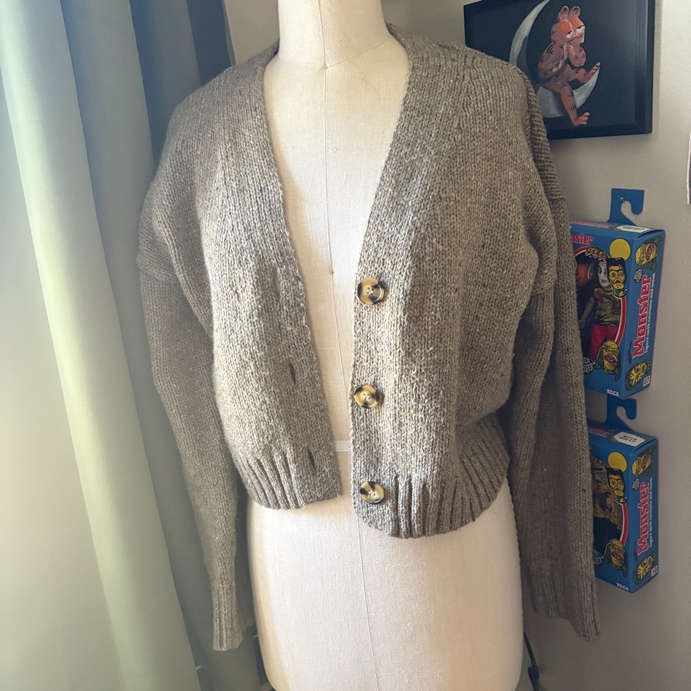 Halston Heritage Taupe Cardigan Sweater
